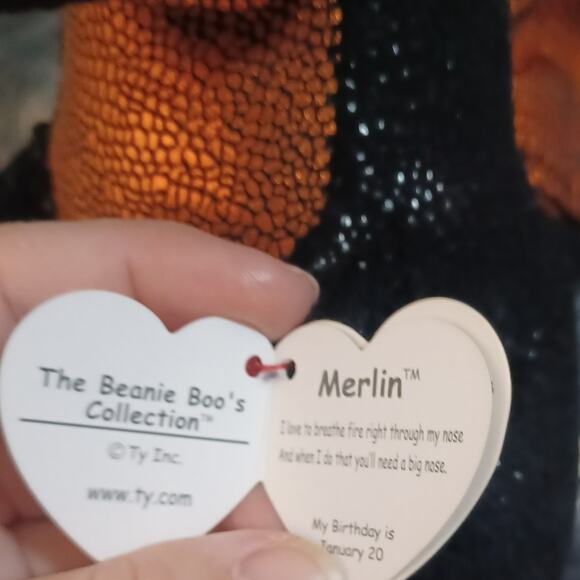 TY Beanie Boo - MERLIN the Dragon 9" Walgreen's Exclusive - MWMT Plush Dragon - Picture 5 of 9